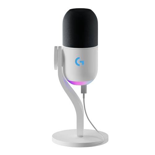 Logitech G Yeti GX Microphone Gaming RVB Dynamique avec LIGHTSYNC, USB prêt à l’Emploi pour Streaming, supercardioïde, pour PC/Mac - Blanc