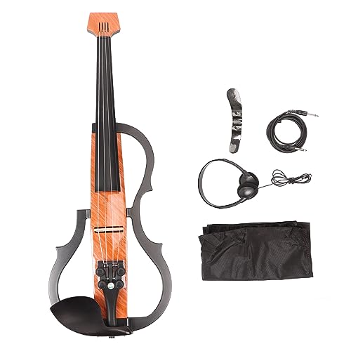 Violon électrique 4/4 Pleine Taille, qualité Sonore Réglable pour Violon électrique Silencieux, Violon Silencieux en Bois D'érable en Fibre de Carbone avec Micro, Casque,
