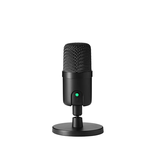 Amazon Basics Microphone à condensateur USB miniature pour le streaming, les jeux et le podcasting avec capteur cardioïde, 5.8 x 3.4 inches, Noir