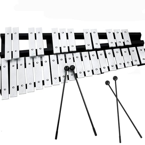 OUUTMEE Xylophone à 30 notes avec carillons en aluminium avec 2 maillets support avec mallette de rangement Performance Concert de musique Présentation Concours d'art scolaire