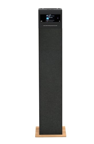 Aiwa Tour de Son TSBT-360 - Enceinte Tour Bluetooth de 60 W avec télécommande, Radio FM, Lecteur CD, USB et Bluetooth, Couleur Bois
