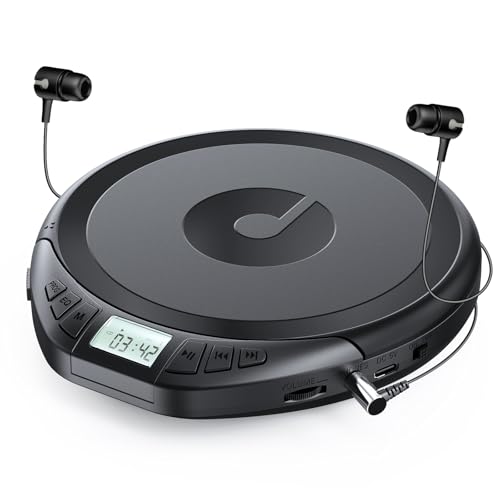 Gueray Lecteur CD Portable Lecteur CD Enfant HiFi Lecteurs CD pour Voiture avec écouteurs Ecran LCD Support Prog ASP Fonction mémoire Fonction de répétition Sound Effet