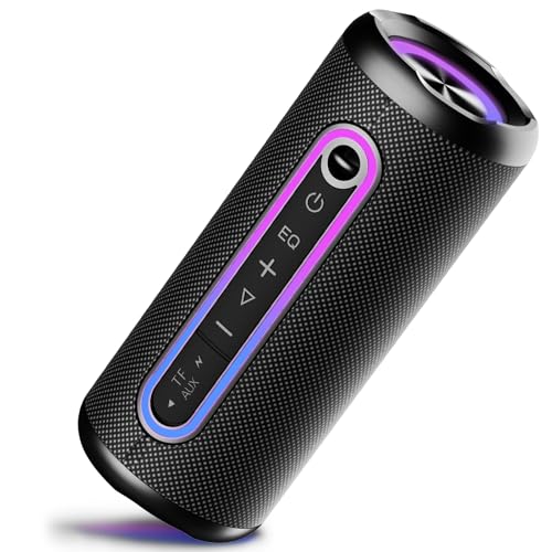 Enceinte Bluetooth Portable 5.4 sans Fil avec Bass Puissantes, 30W Son Surround à 360 degrés, Autonomie 30 hrs,Appairage TWS, Haut Parleur Bluetooth étanche IP7,pour l'extérieur/La Fête/Voyage, Noir