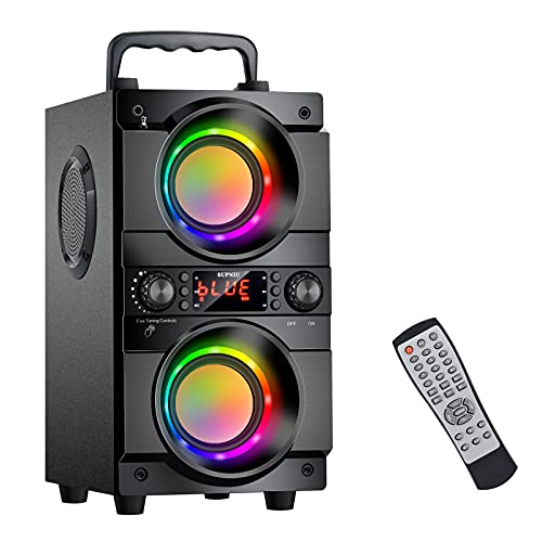 Enceinte Bluetooth Portable, 60W Son Surround à 360 degrés,Haut Parleur Bluetooth sans Fil Maison, Extérieur Enceinte avec Lumières LED, Stéréo, TWS, Radio FM,pour Ordinateur, Tablette, Smartphones