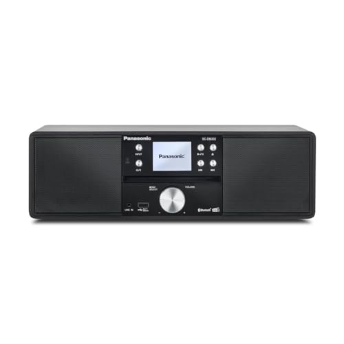 Panasonic SC-DM202EG-K Microchaîne Hi-FI Compacte avec CD, Radio Dab+/FM, USB et Bluetooth, Haut-Parleurs 24W, Télécommande, Ecran LCD TFT 2,4", Réglages EQ, Noir.
