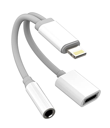 Chargeur Rapide pour iPhone (2 en 1) AUX 3,5 mm Casque vers Lightning Jack Chargeur Rapide Splitter pour Apple MFI Câble de Charge Adaptateur Audio Accessoire pour iPhone 14 13 12 11 Pro Max 8 7 Plus