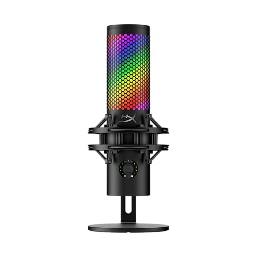 HyperX QuadCast 2 S Microphone USB avec éclairage RVB, Streaming et podcasting, avec Commandes intégrées, éclairage LED, Support Antichoc Amovible, PC, Mac, USB-C – Noir