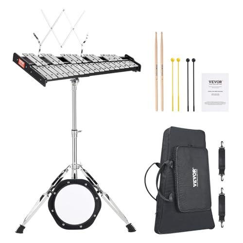 VEVOR Kit Xylophone Glockenspiel 30 Notes, Instrument de Percussion Professionnel avec Maillets, Baguettes, Tapis d'Entraînement 203 mm, Support Réglable, Sac de Transport, pour Étudiants, Adultes