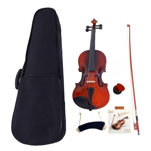 LALAHO Violon 4/4 Pleine Grandeur, en Bois Massif avec Étui, Corde D'Arc, Colophane, Repose-Épaules à Ressort, pour Adultes Débutants (Naturel)