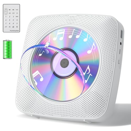 Gueray Lecteur CD Portable Bluetooth 1800mah Lecteur CD de Bureau pour la Maison Lecteur CD avec Deux Haut - parleurs Télécommande Housse Anti-poussière Affichage Radio FM Minuterie USB Aux-Rose