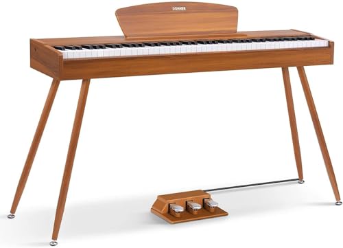 Donner DDP-80 Clavier de Piano Numérique 88 Touches lestées, Action de Marteau II, électrique, Maison Pleine Grandeur avec Support, Triple Pédale, Connexion USB-MIDI et Interface de Casque