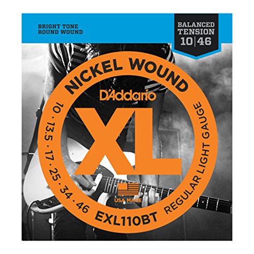 D'Addario EXL110BT Nickel Wound Electric Guitar Strings, Balanced Tension Regular Light, 10-46
