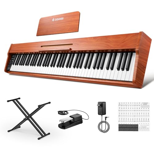Donner DEP-1S Piano Numérique 88 Touches Sensibles à la Vélocité, Clavier Électronique Portable pour Débutants avec Bluetooth, 128 Sons & 8 Morceaux Démo, Inclus Support, Pédale & Adaptateur Secteur